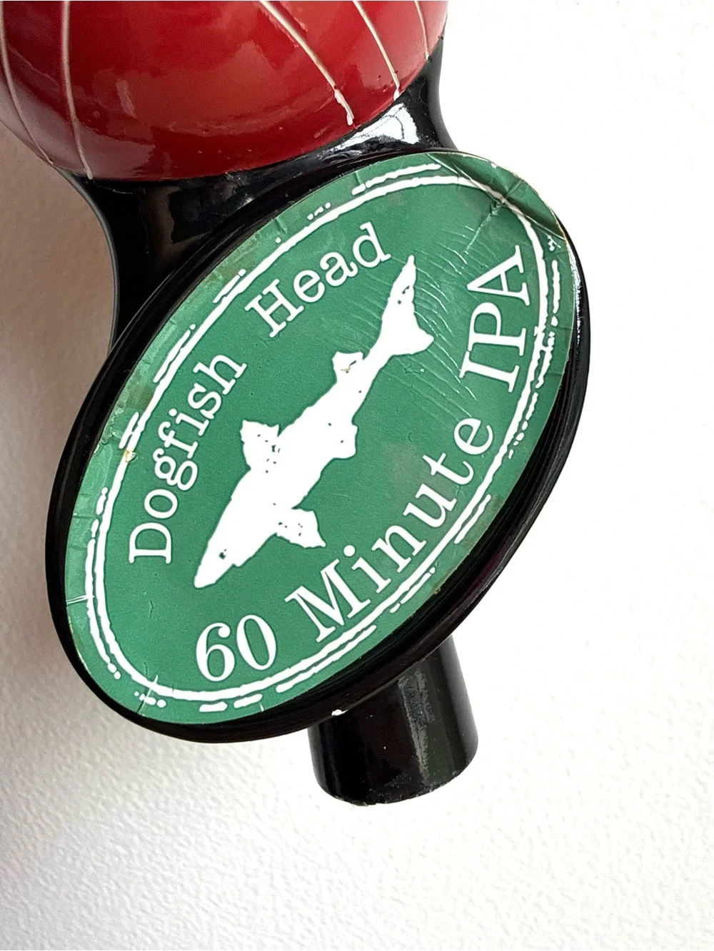 Dogfish Head Craft Beer Bar Tap Handle 60 Minute IPA Green Shark Bocce Ball EUC